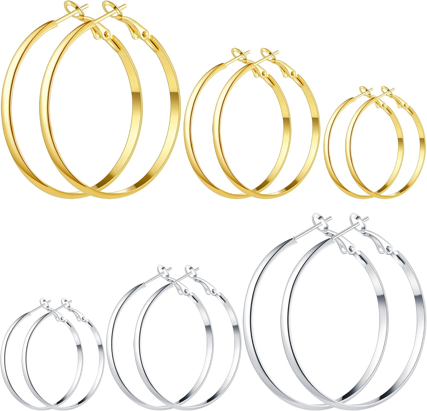 Assorted Plated Hoop Earrings Set for Women, Multiple Pairs - Image 10