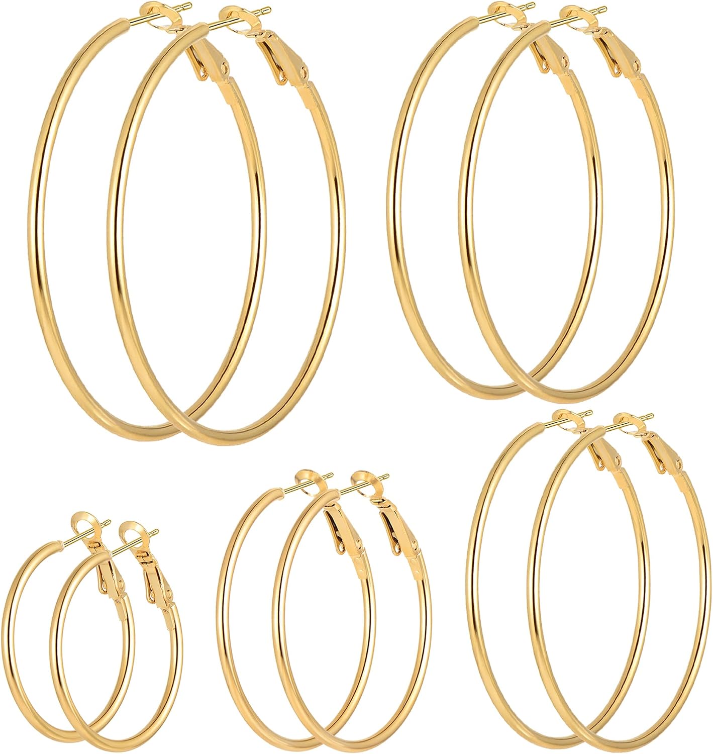 Assorted Plated Hoop Earrings Set for Women, Multiple Pairs - Image 7