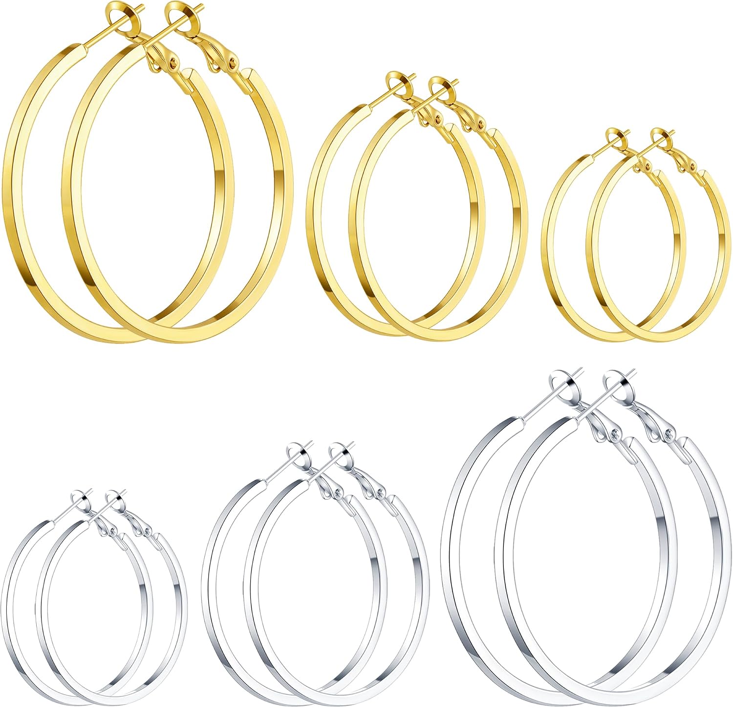Assorted Plated Hoop Earrings Set for Women, Multiple Pairs - Image 9