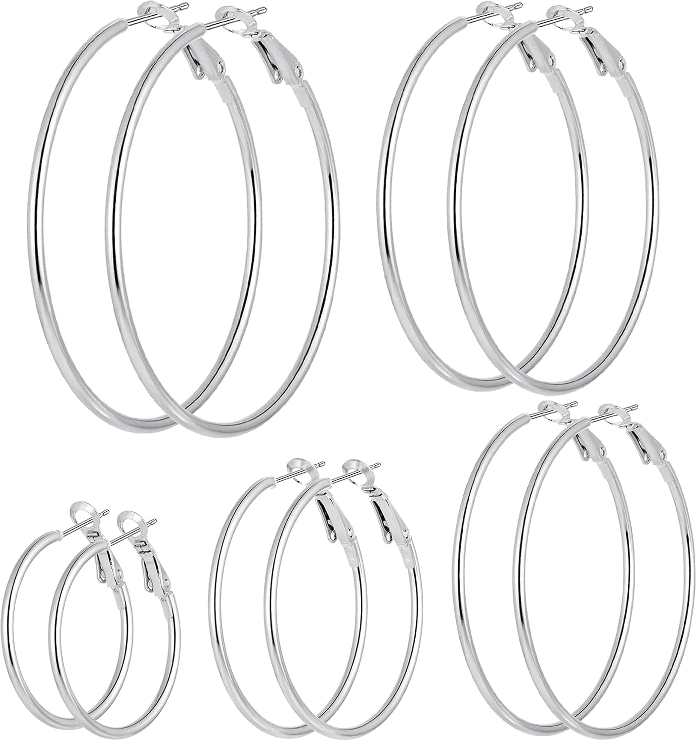 Assorted Plated Hoop Earrings Set for Women, Multiple Pairs - Image 8