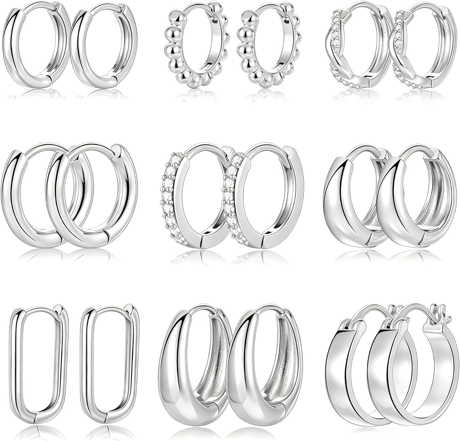 Nine Pairs Assorted Gold Finish Hoop Earrings Set - Image 10
