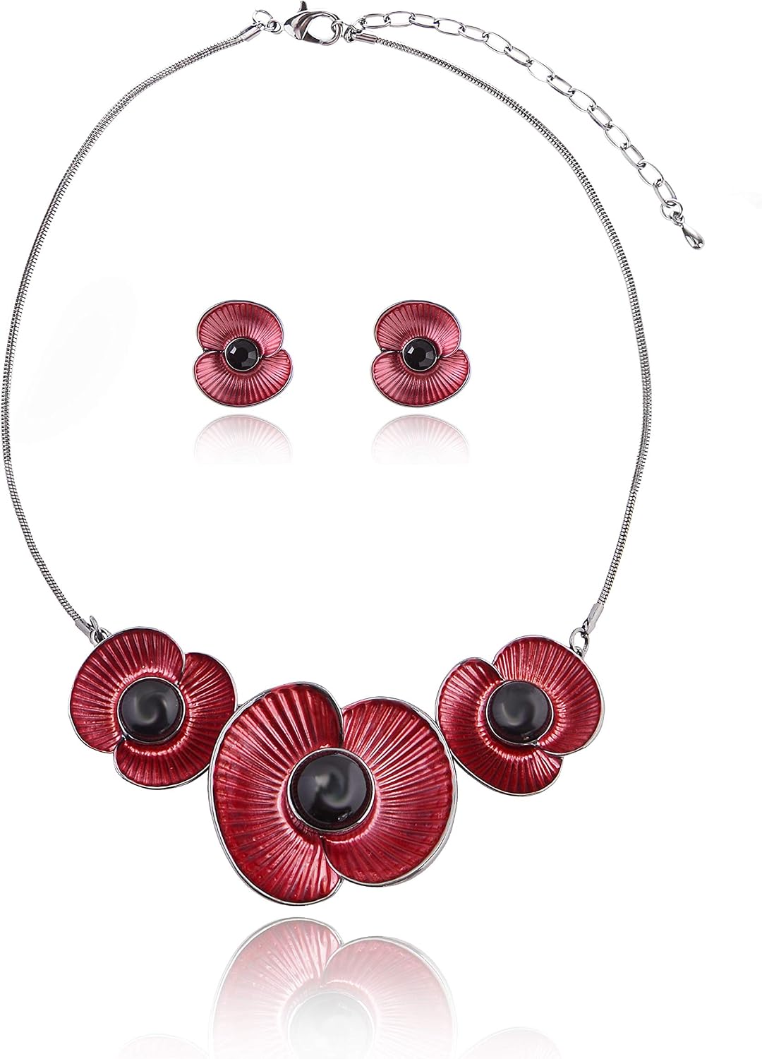 Green Floral Imitation Jewellery Set, Necklace and Earrings - Image 23