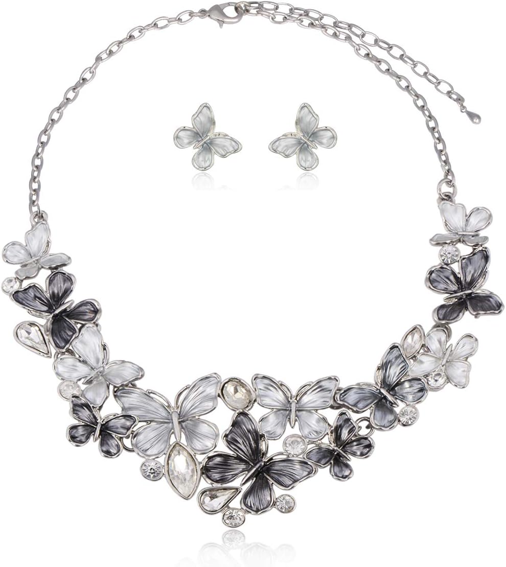 Green Floral Imitation Jewellery Set, Necklace and Earrings - Image 36