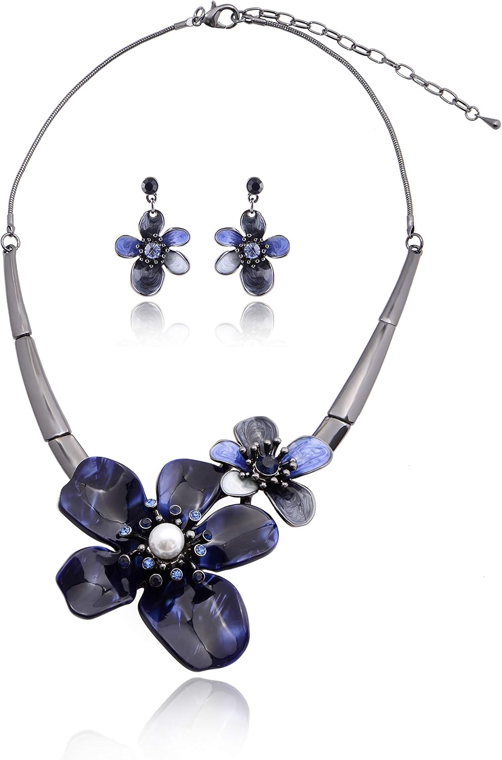 Green Floral Imitation Jewellery Set, Necklace and Earrings - Image 17