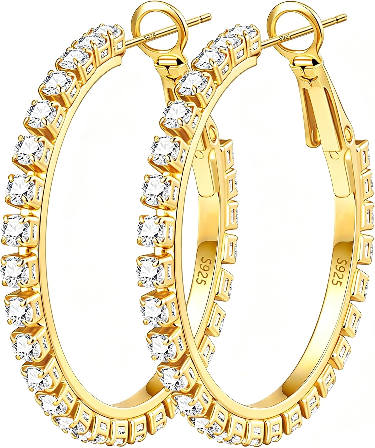 Gold Plated Cubic Zirconia Hoop Earrings, One Pair - Image 12