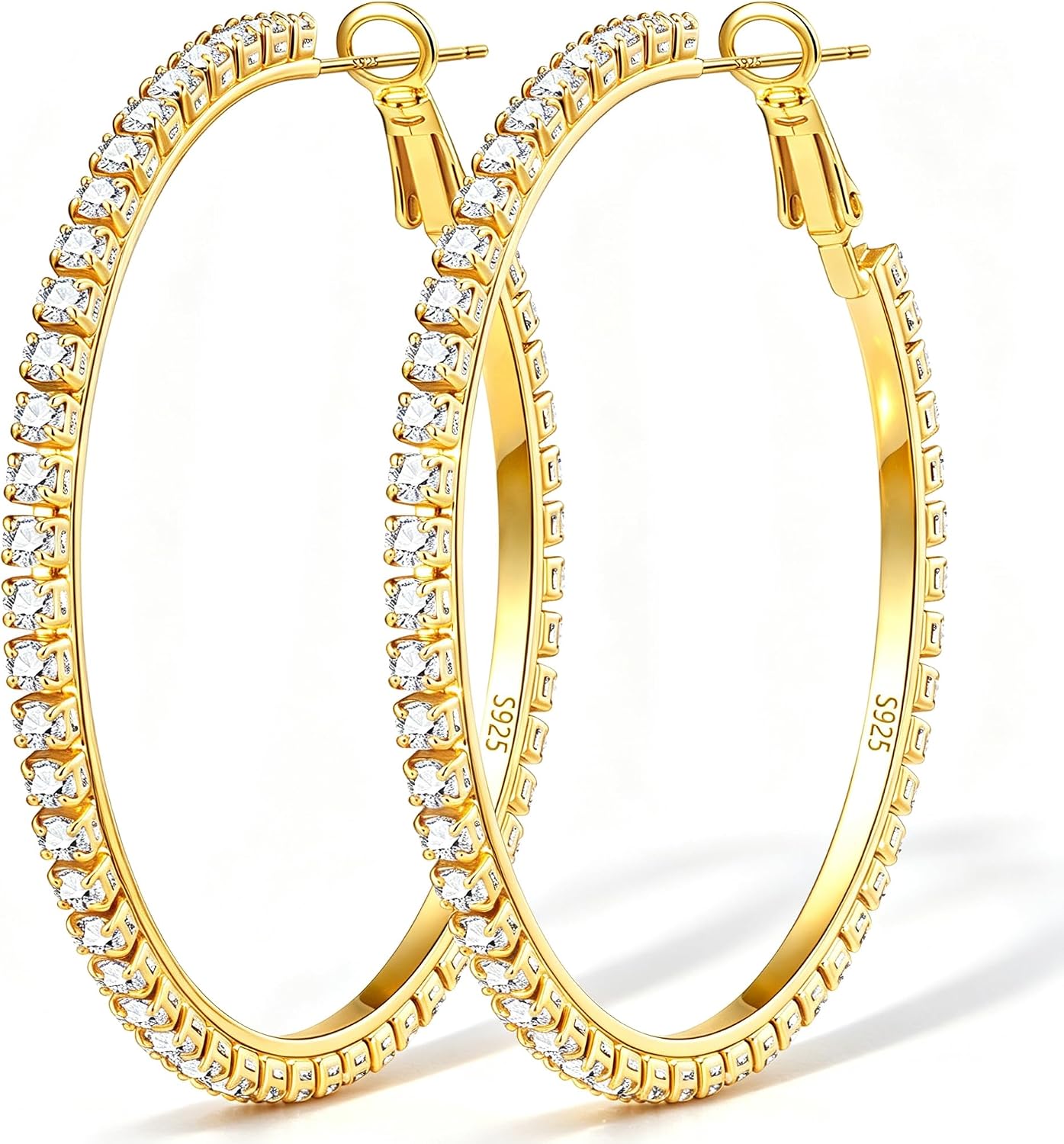 Gold Plated Cubic Zirconia Hoop Earrings, One Pair - Image 11