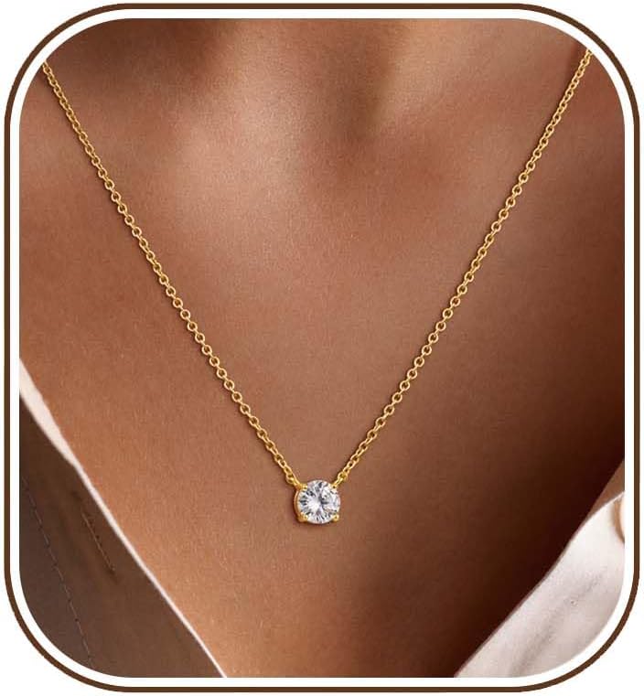 Gold Tone Teardrop Cubic Zirconia Pendant Necklace - Image 12