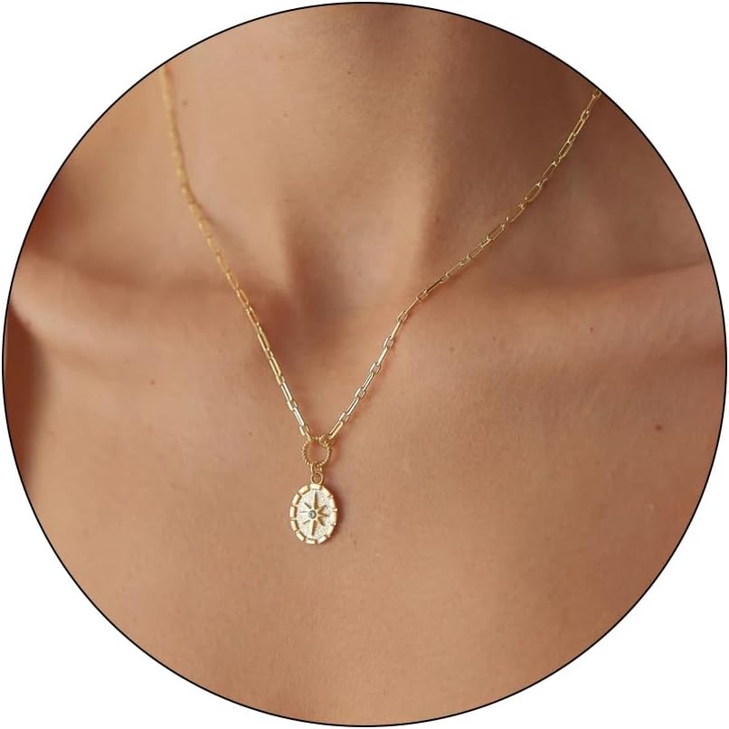 Textured Gold Tone Round Pendant Necklace, Single Piece - Image 13