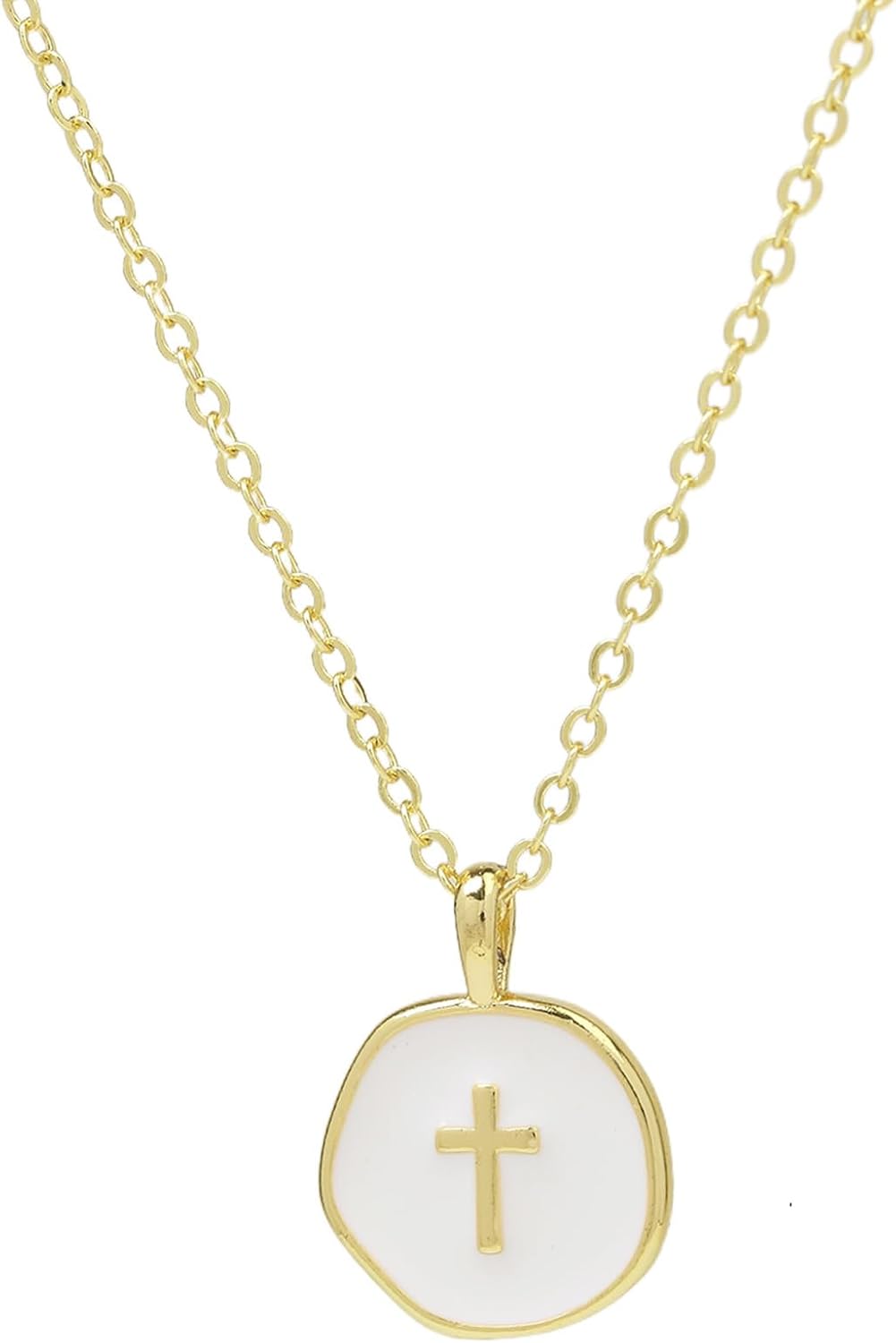 Textured Gold Tone Round Pendant Necklace, Single Piece - Image 12