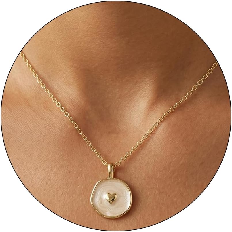 Textured Gold Tone Round Pendant Necklace, Single Piece - Image 9