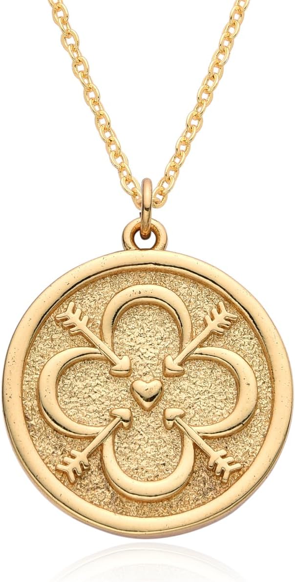 Textured Gold Tone Round Pendant Necklace, Single Piece