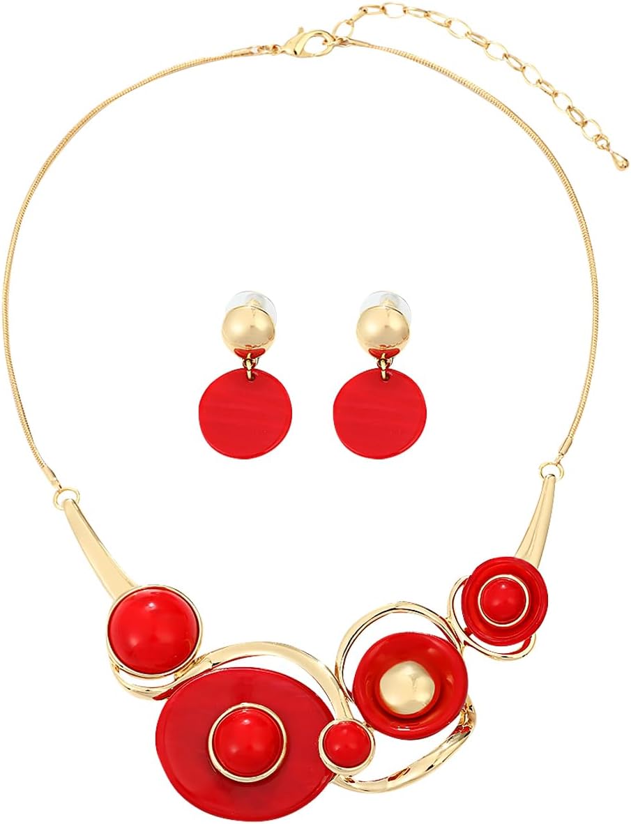 Multi-Tone Floral Statement Necklace and Stud Earrings Set - Image 25