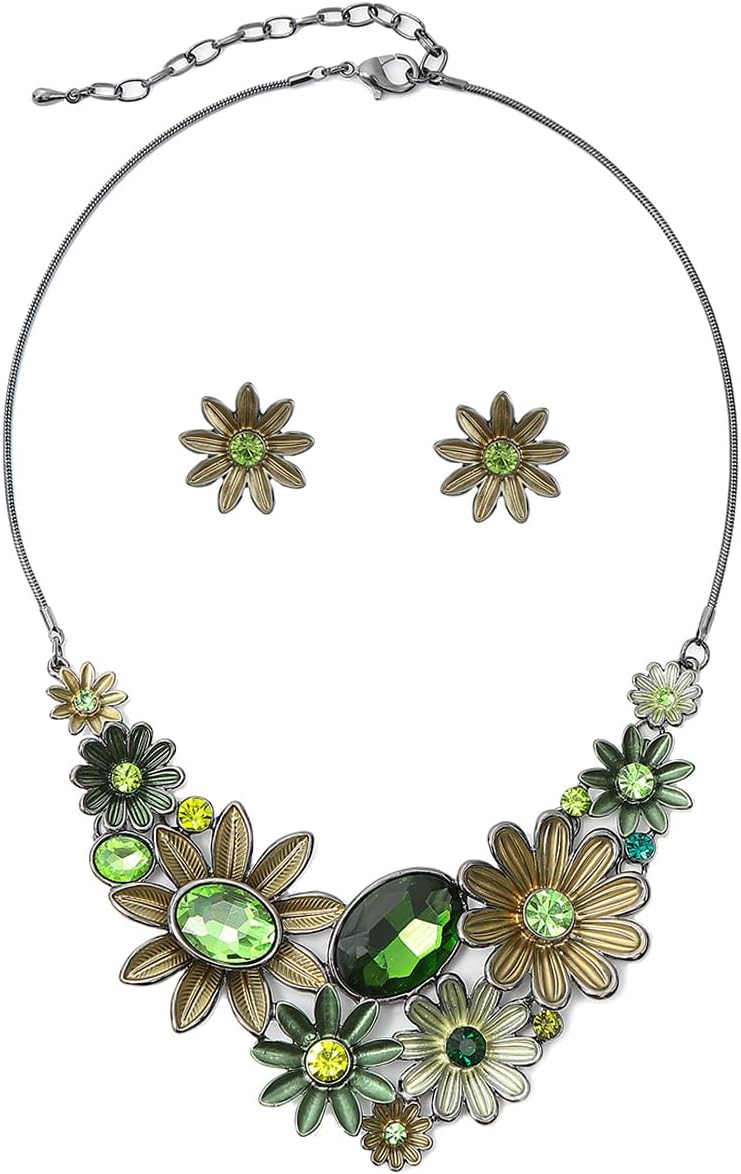 Red Floral Imitation Jewellery Set, Necklace and Earrings - Image 27