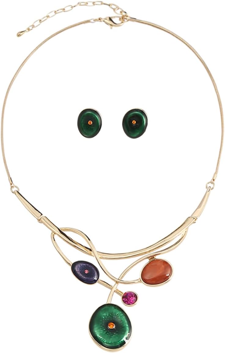 Red Floral Imitation Jewellery Set, Necklace and Earrings - Image 22