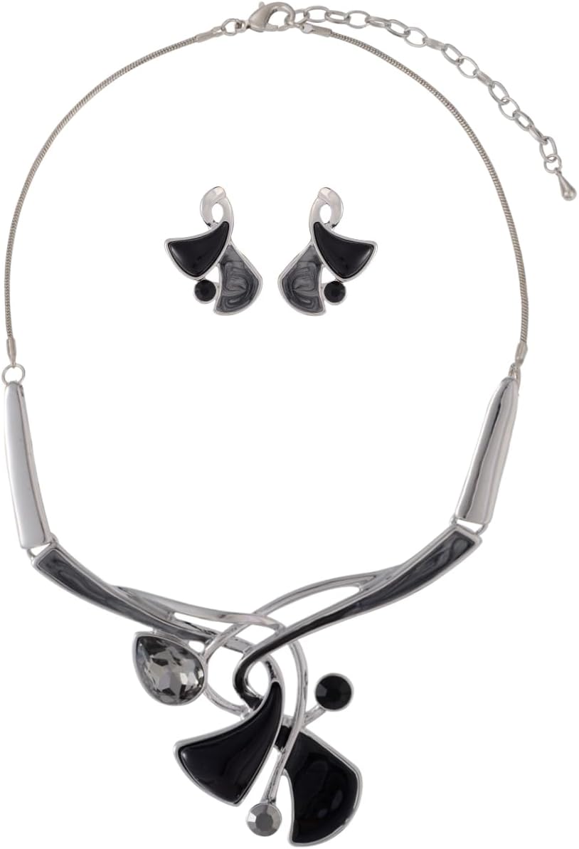 Red Floral Imitation Jewellery Set, Necklace and Earrings - Image 19