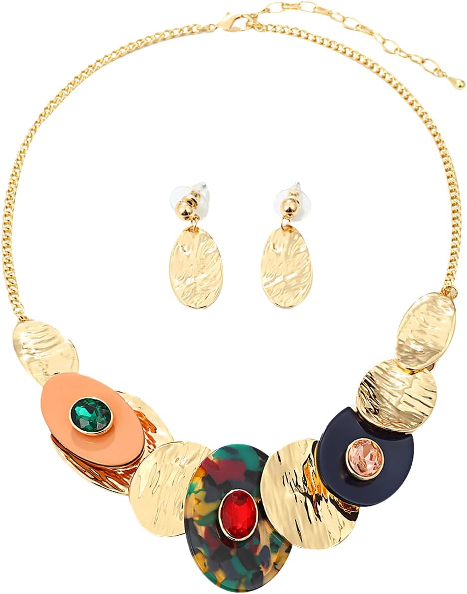 Red Floral Imitation Jewellery Set, Necklace and Earrings - Image 21