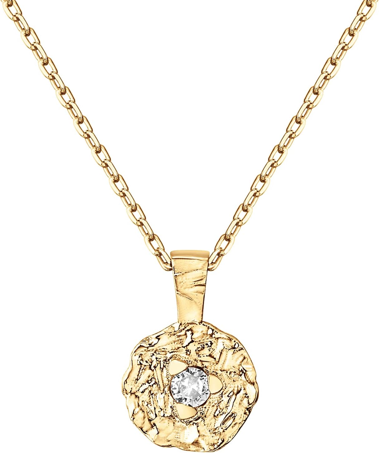 Gold Plated Engraved Coin Pendant Necklace, Single Piece - Image 9