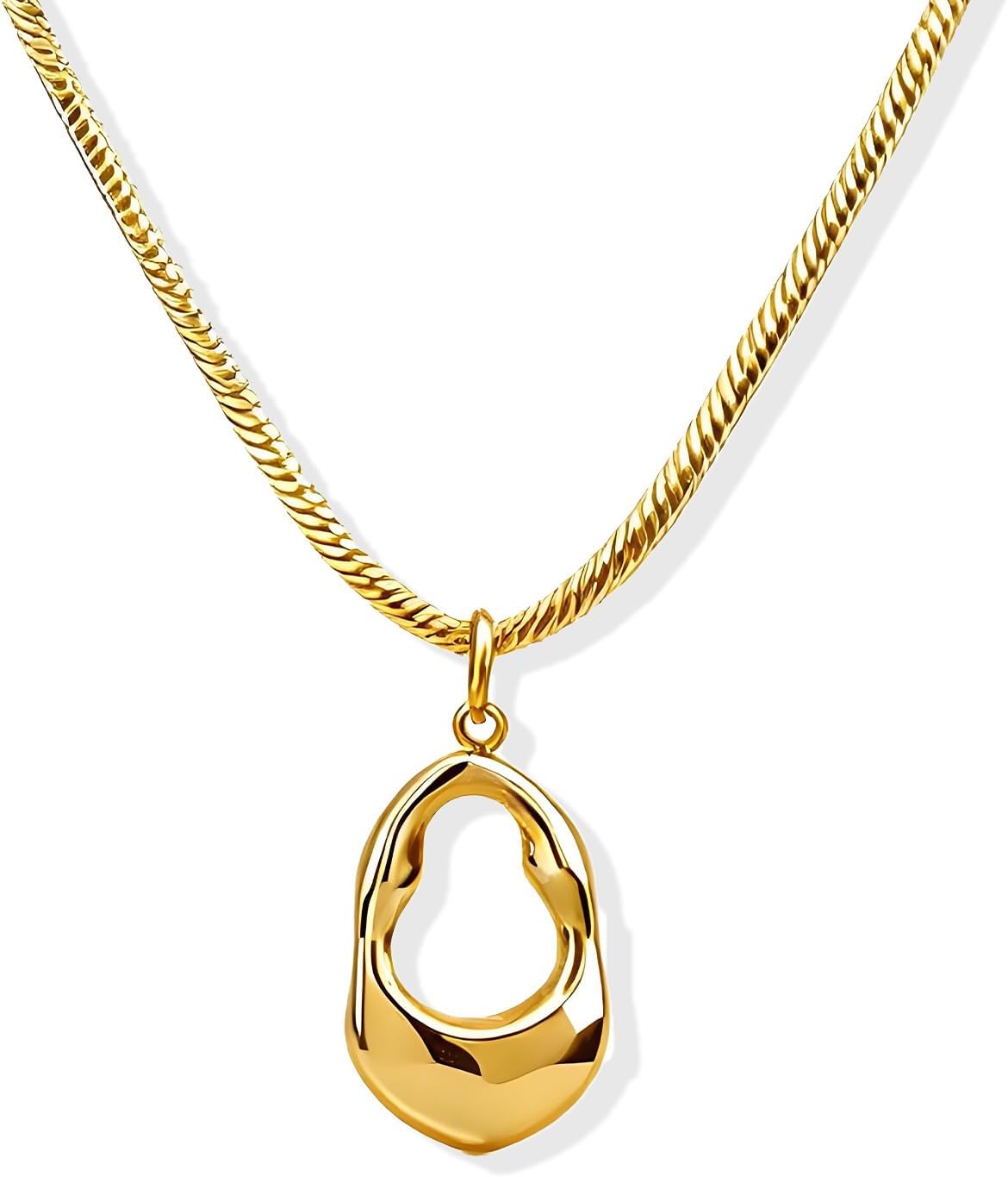 Abstract Gold Tone Pendant Necklace with Black Cord - Image 19
