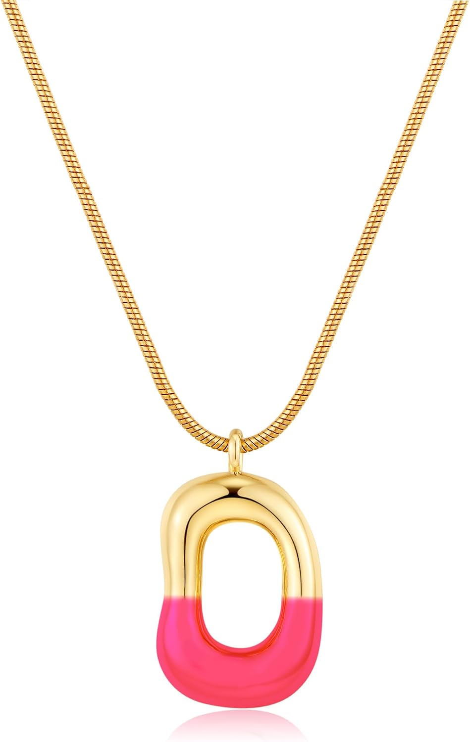 Gold Tone Abstract Pendant Necklace with Snake Chain - Image 13