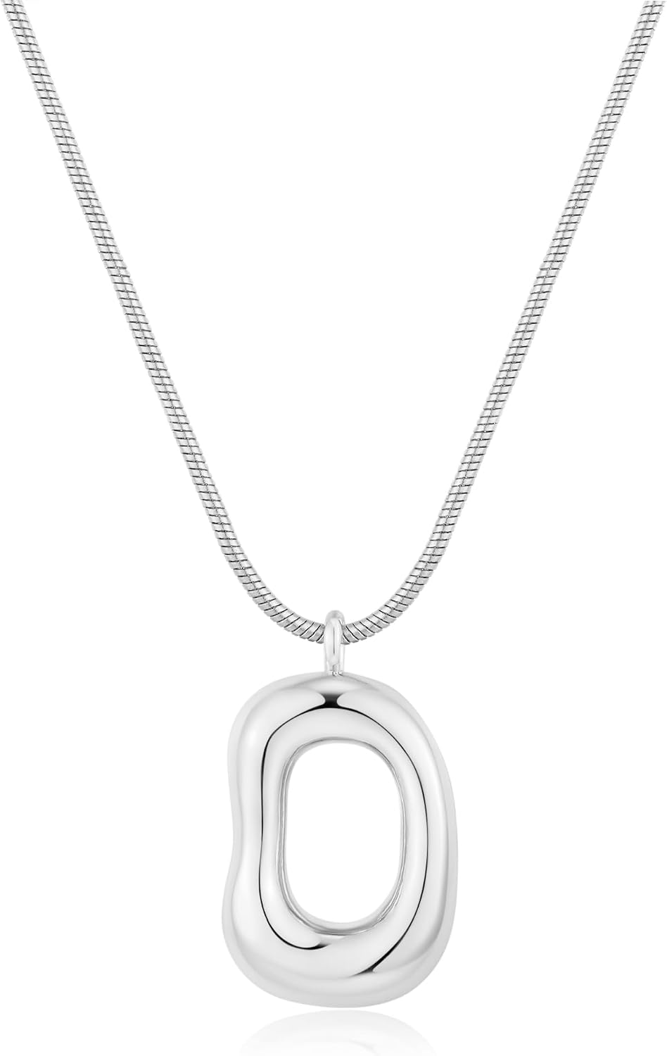 Gold Tone Abstract Pendant Necklace with Snake Chain - Image 14
