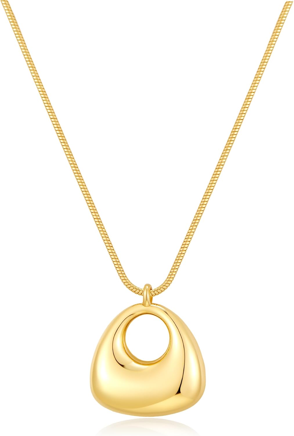 Gold Tone Abstract Pendant Necklace with Snake Chain - Image 18