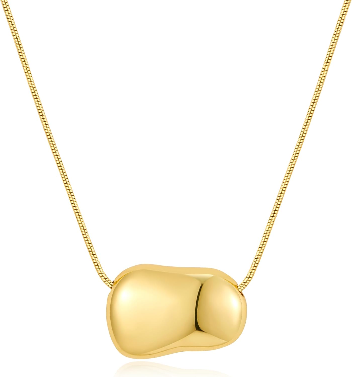 Gold Tone Abstract Pendant Necklace with Snake Chain - Image 9