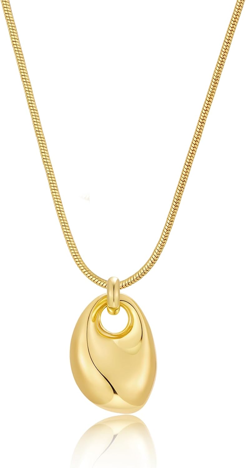 Gold Tone Abstract Pendant Necklace with Snake Chain - Image 15