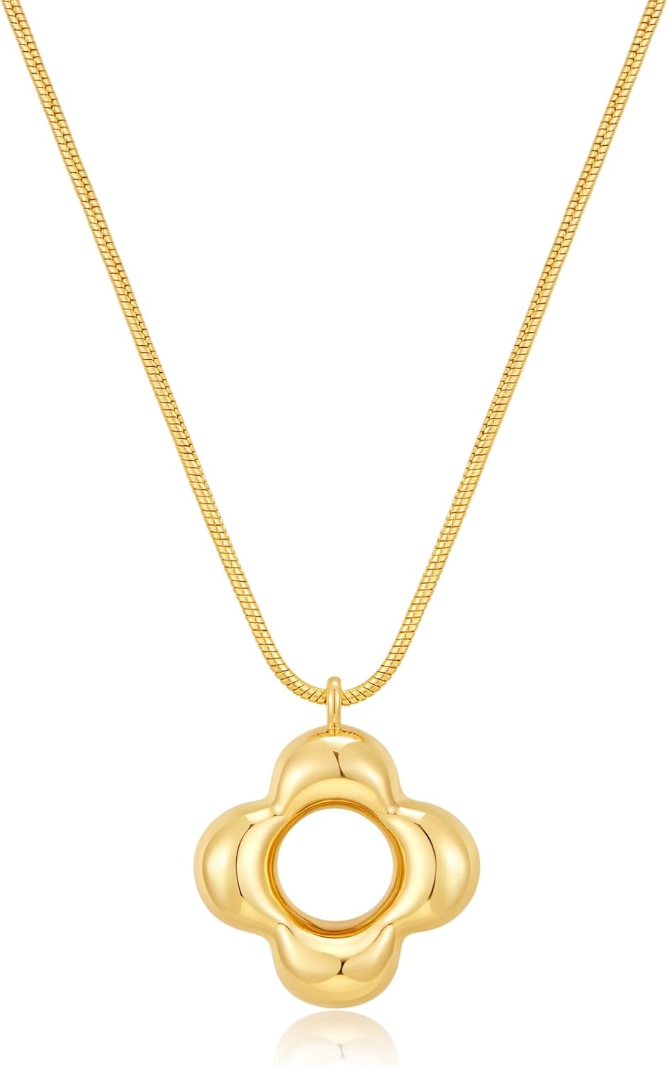 Gold Tone Abstract Pendant Necklace with Snake Chain - Image 11