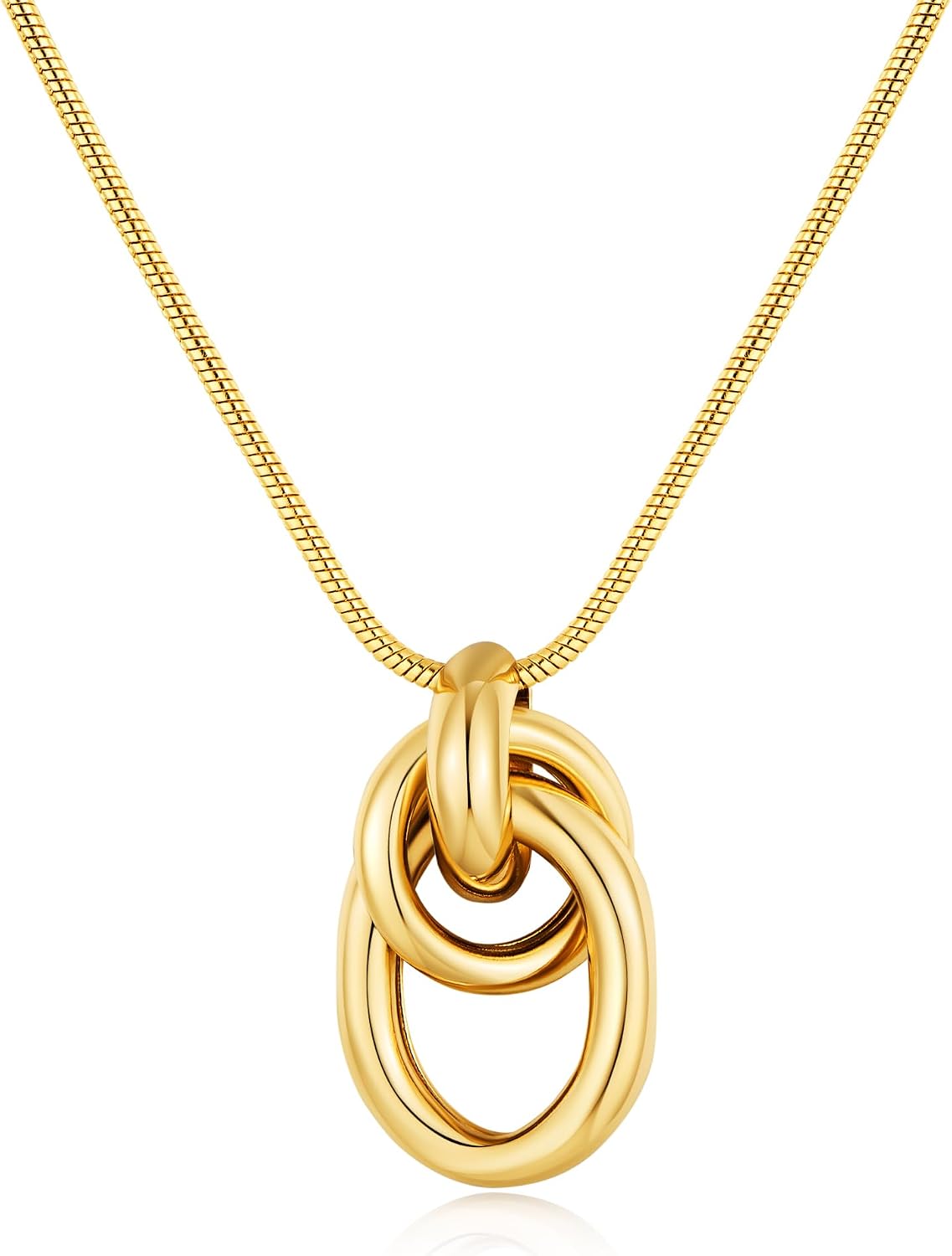 Gold Tone Abstract Pendant Necklace with Snake Chain - Image 12