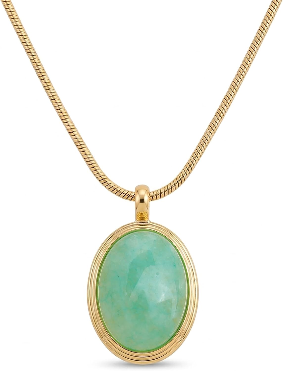 Gold Tone Oval Stone Pendant Necklace, Single Piece - Image 16