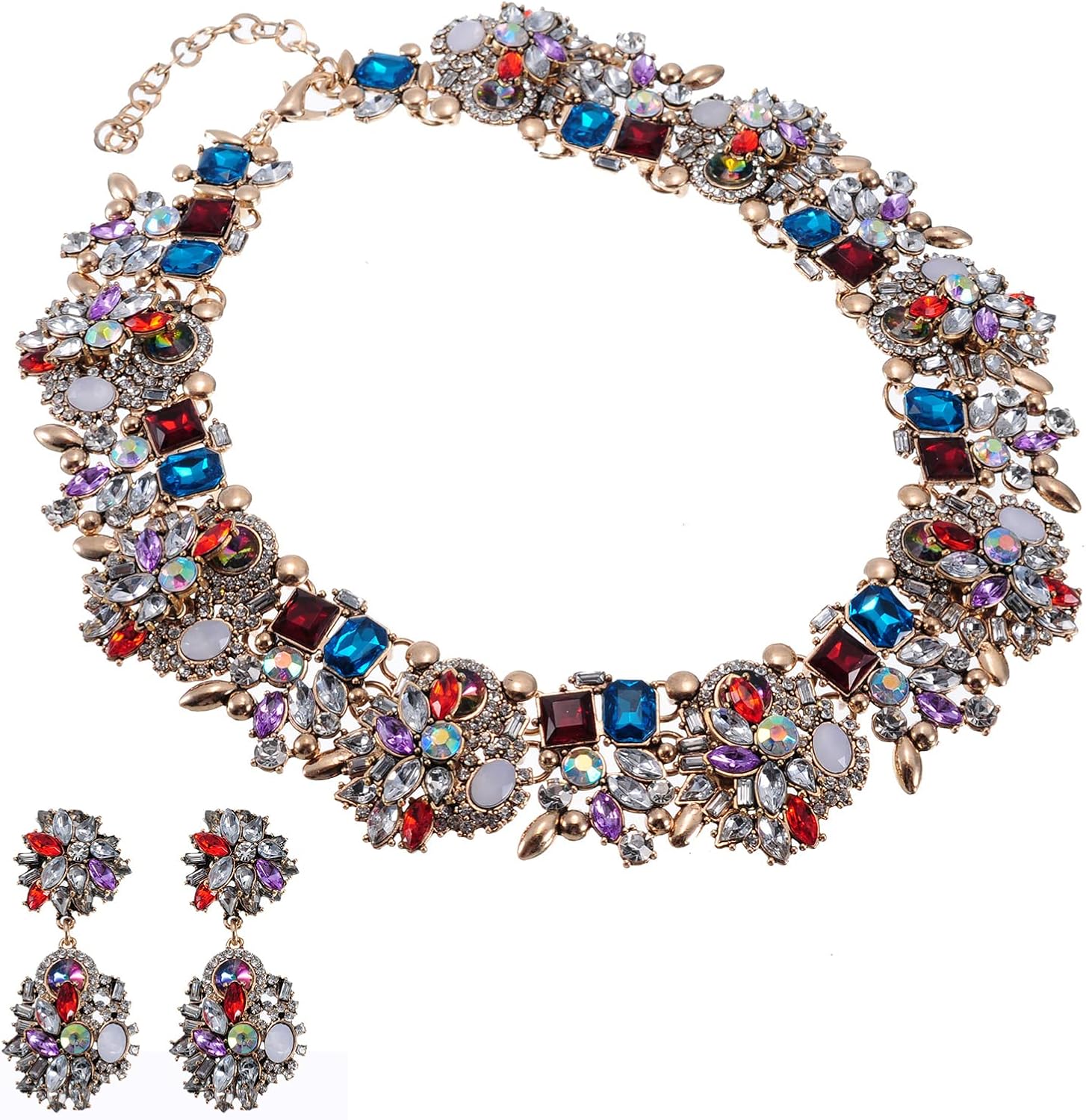 Crystal Embellished Choker Necklace and Drop Earrings Set - Image 7