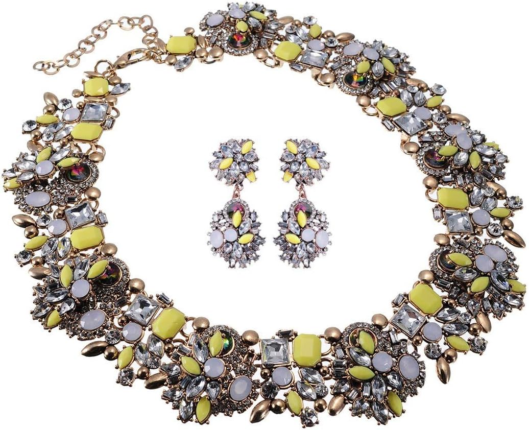 Crystal Rhinestone Choker Necklace & Drop Earrings Set - Image 9