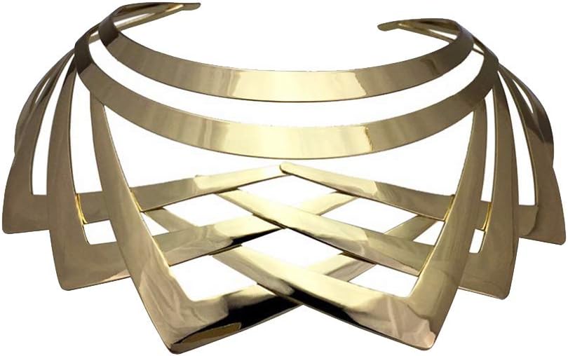Alloy Gold Finish Layered Choker Necklace, Single Piece